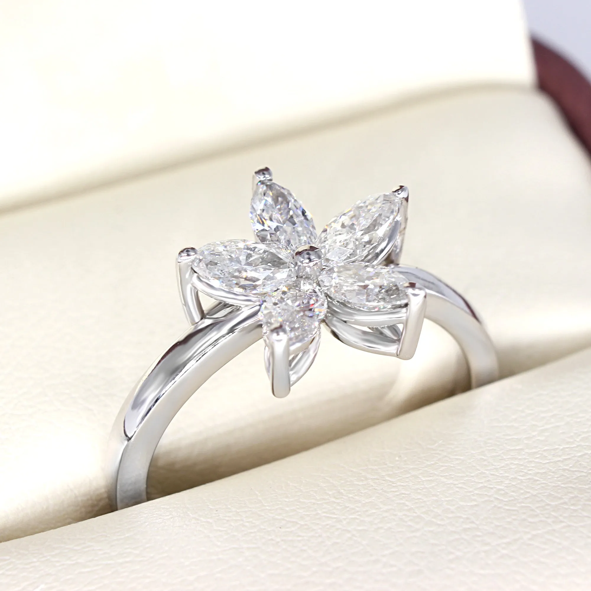 0.75 ct. Marquise Diamond Flower Ring