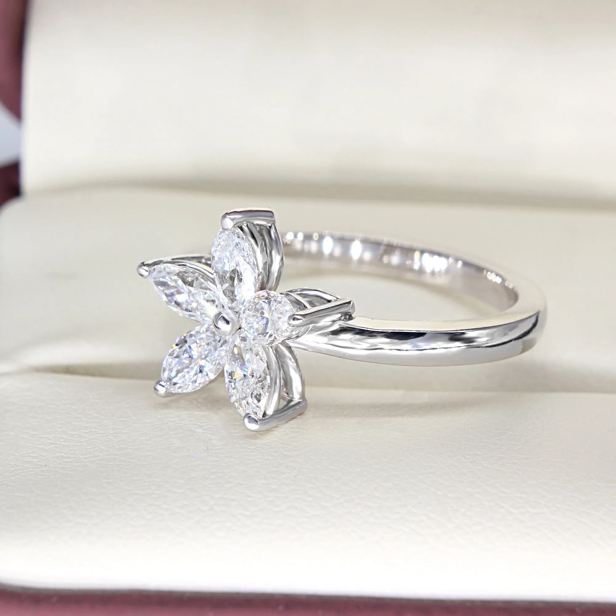 0.75 ct. Marquise Diamond Flower Ring