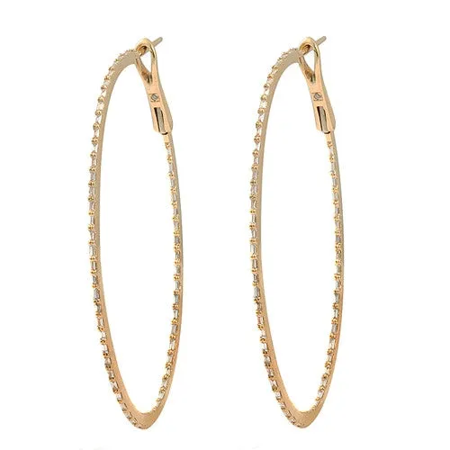 0.86ct Baguette Diamond In&Out Hoop Earrrings 18k Yellow Gold