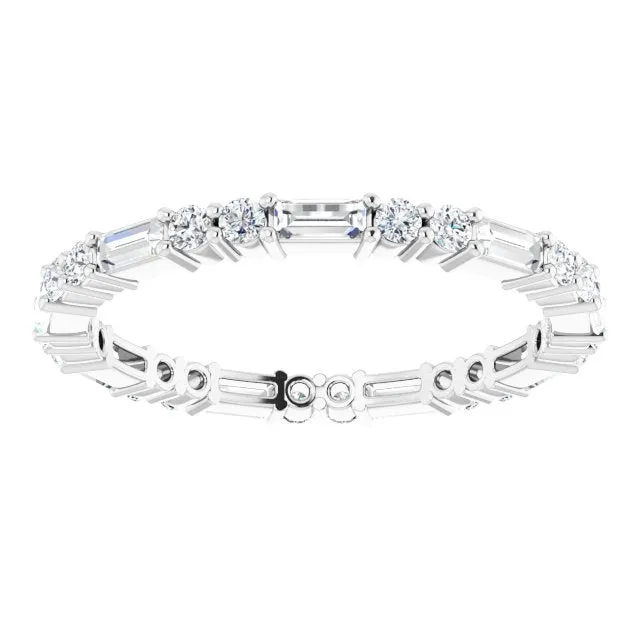 0.94 ct.Round & Straight Baguette Diamond Eternity Band