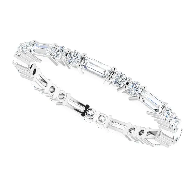 0.94 ct.Round & Straight Baguette Diamond Eternity Band