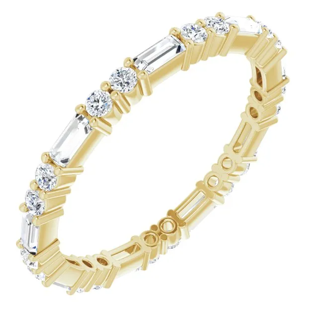0.94 ct.Round & Straight Baguette Diamond Eternity Band