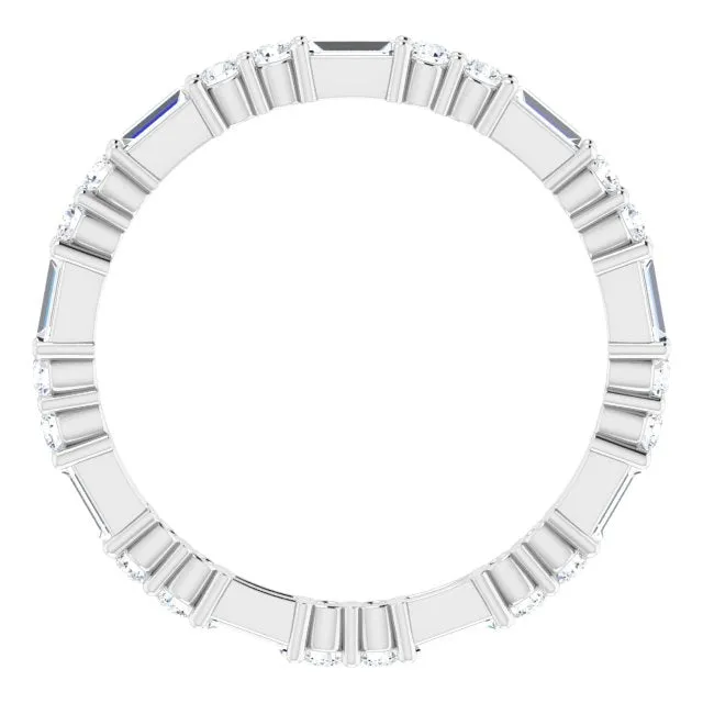 0.94 ct.Round & Straight Baguette Diamond Eternity Band