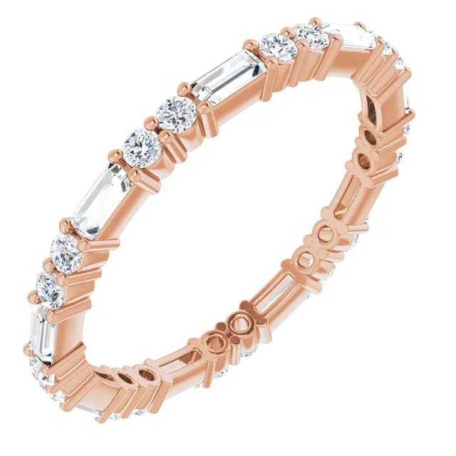 0.94 ct.Round & Straight Baguette Diamond Eternity Band