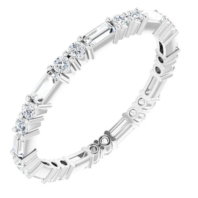 0.94 ct.Round & Straight Baguette Diamond Eternity Band