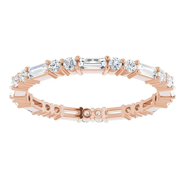 0.94 ct.Round & Straight Baguette Diamond Eternity Band