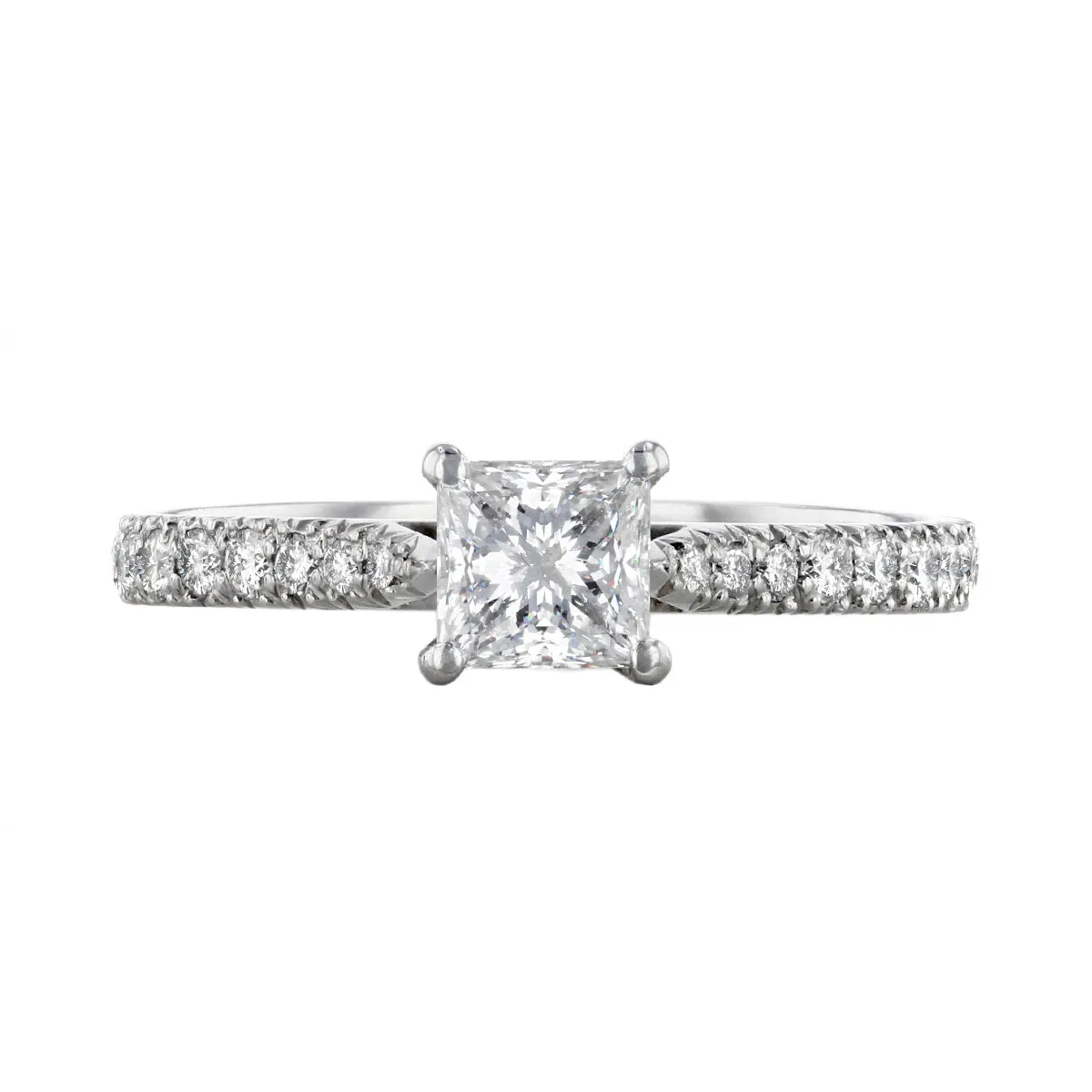 0.96ct Flawless Princess Cut Diamond Shoulder Set Diamond Engagement Ring | Pre-Loved | Platinum