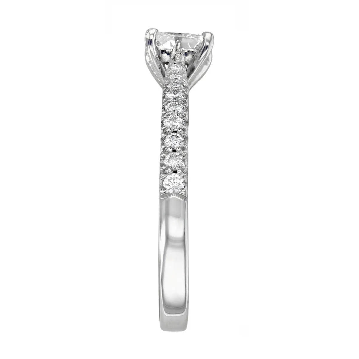 0.96ct Flawless Princess Cut Diamond Shoulder Set Diamond Engagement Ring | Pre-Loved | Platinum