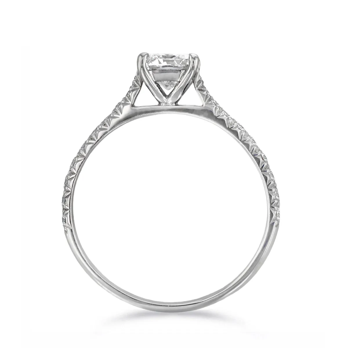 0.96ct Flawless Princess Cut Diamond Shoulder Set Diamond Engagement Ring | Pre-Loved | Platinum