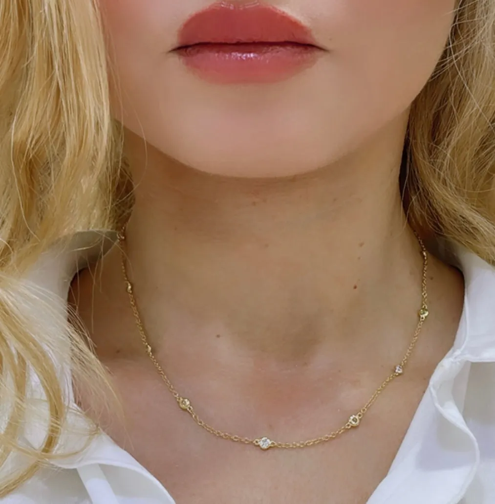 0.96ct t.w. Diamond Bezel Set Diamond By The Yard Necklace