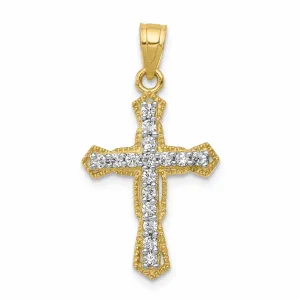10k Yellow Gold Cubic Zirconia Cross Pendant