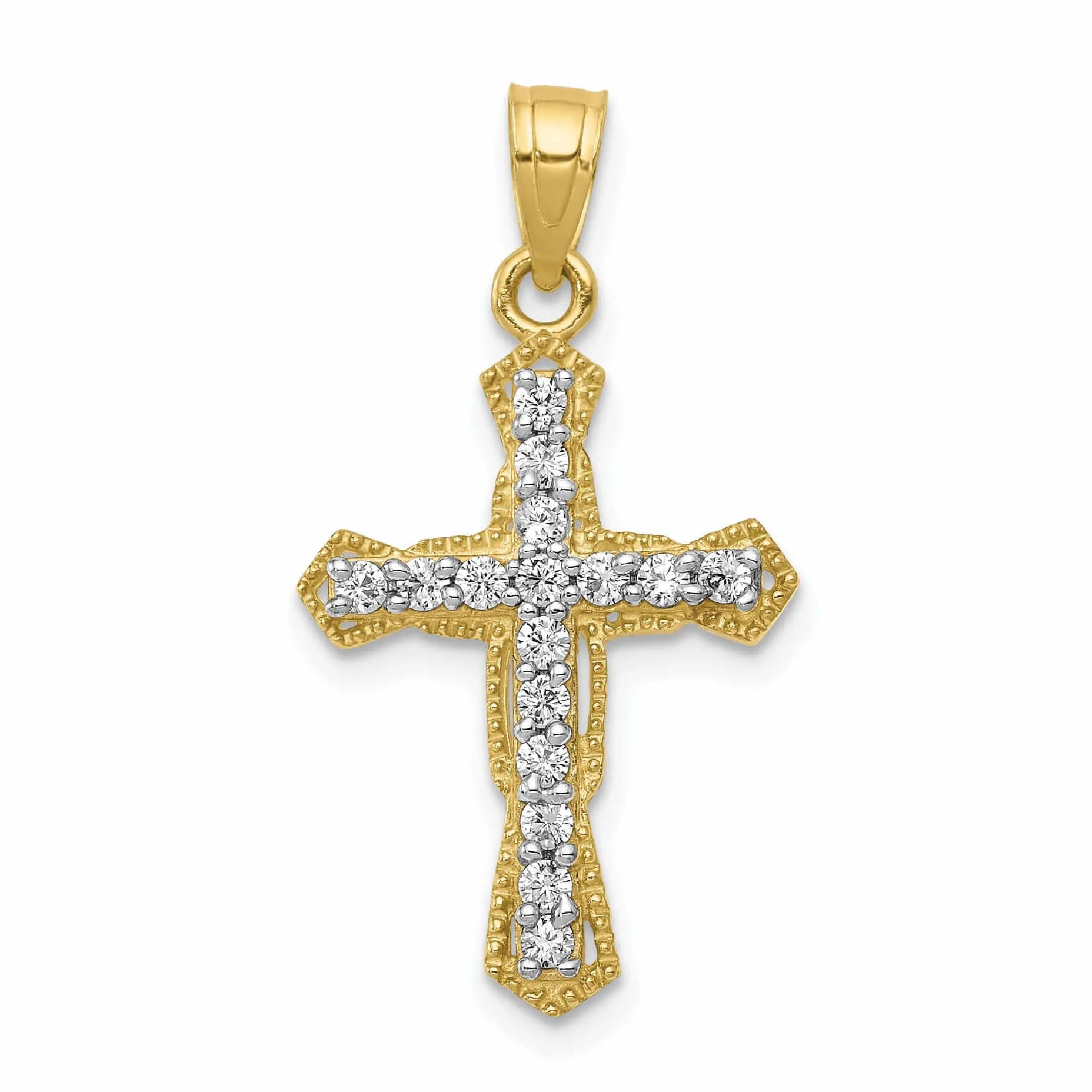 10k Yellow Gold Cubic Zirconia Cross Pendant