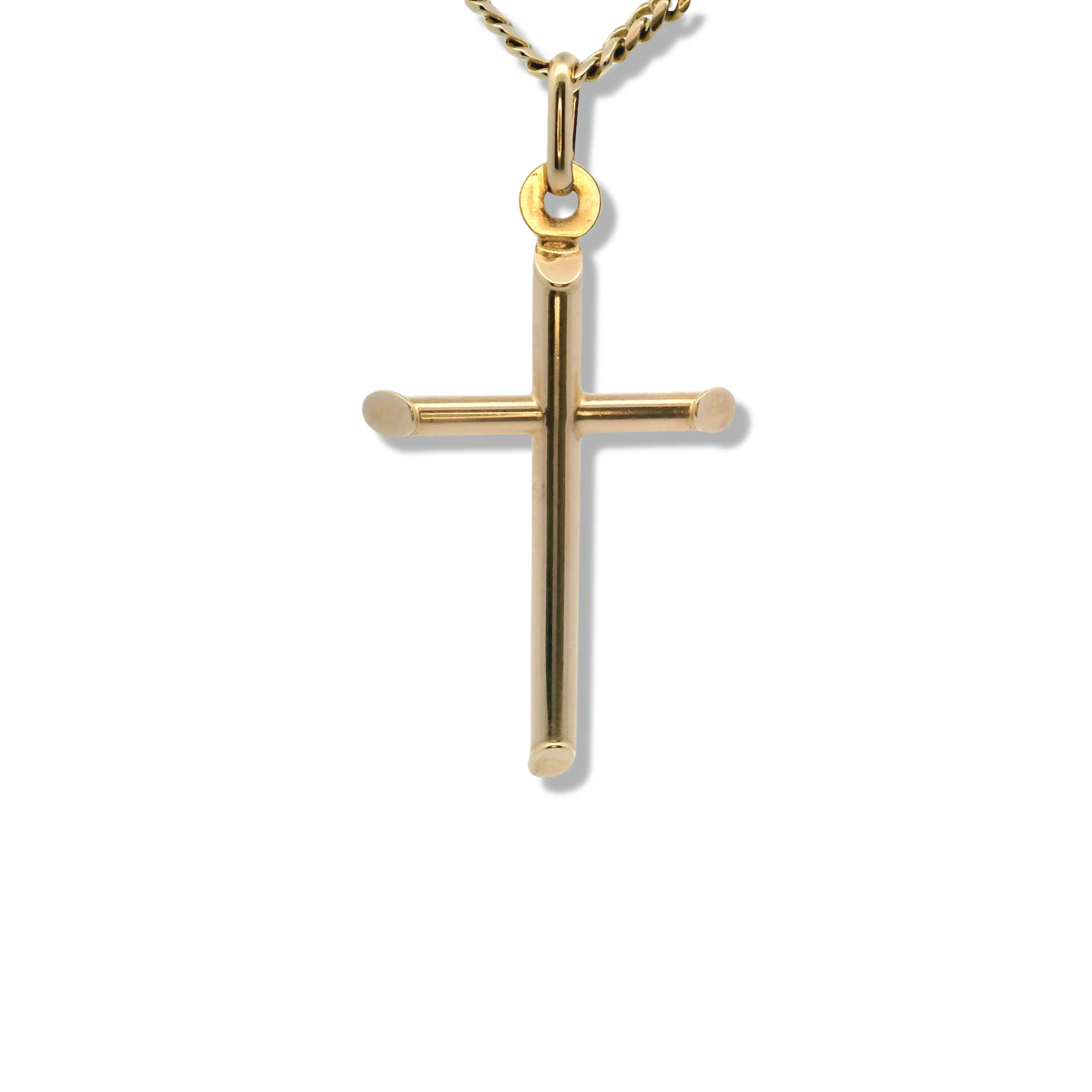 10K Yellow Gold Tube Cross Pendant