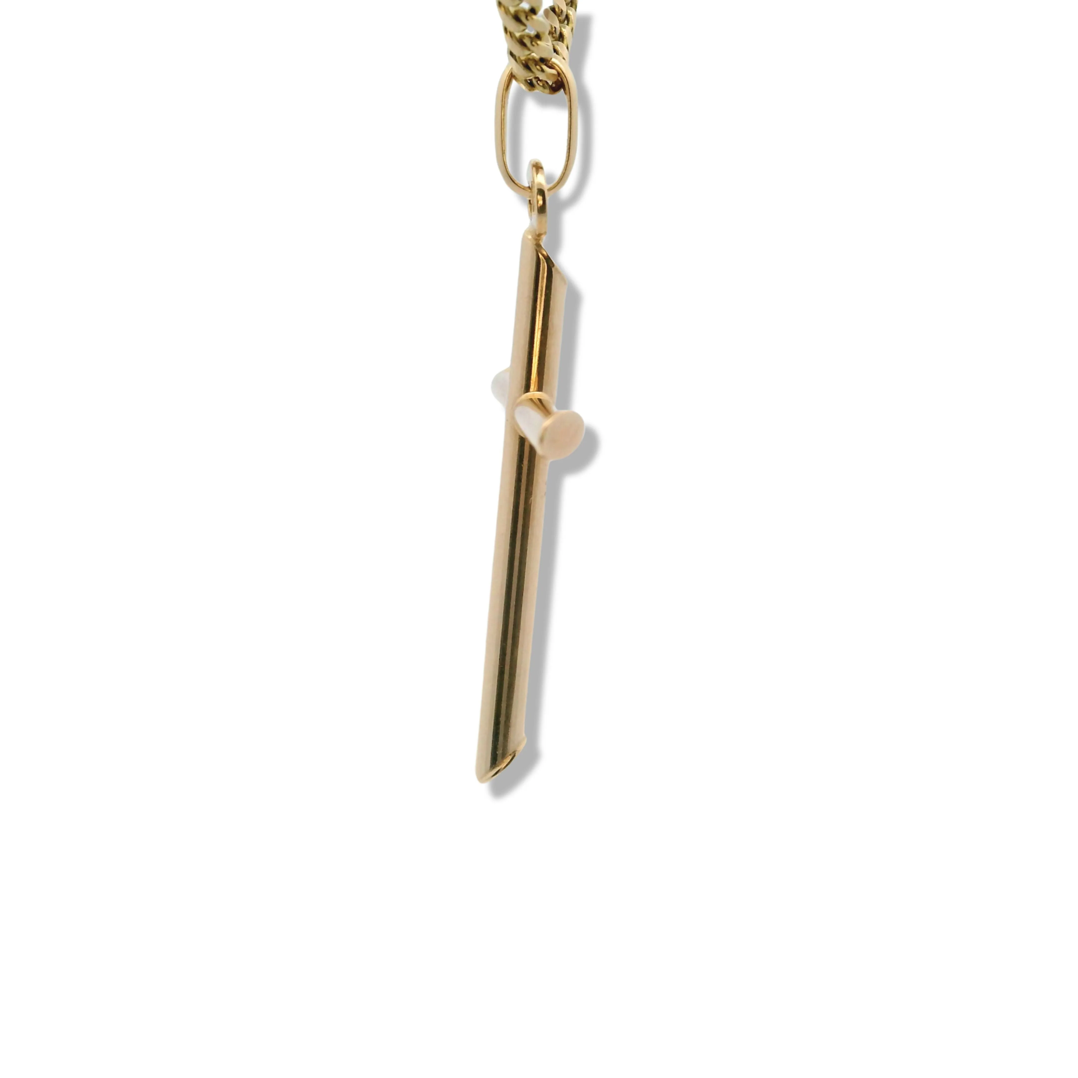 10K Yellow Gold Tube Cross Pendant