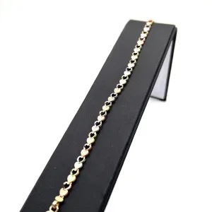 10KT TRICOLOR HEART BRACELET