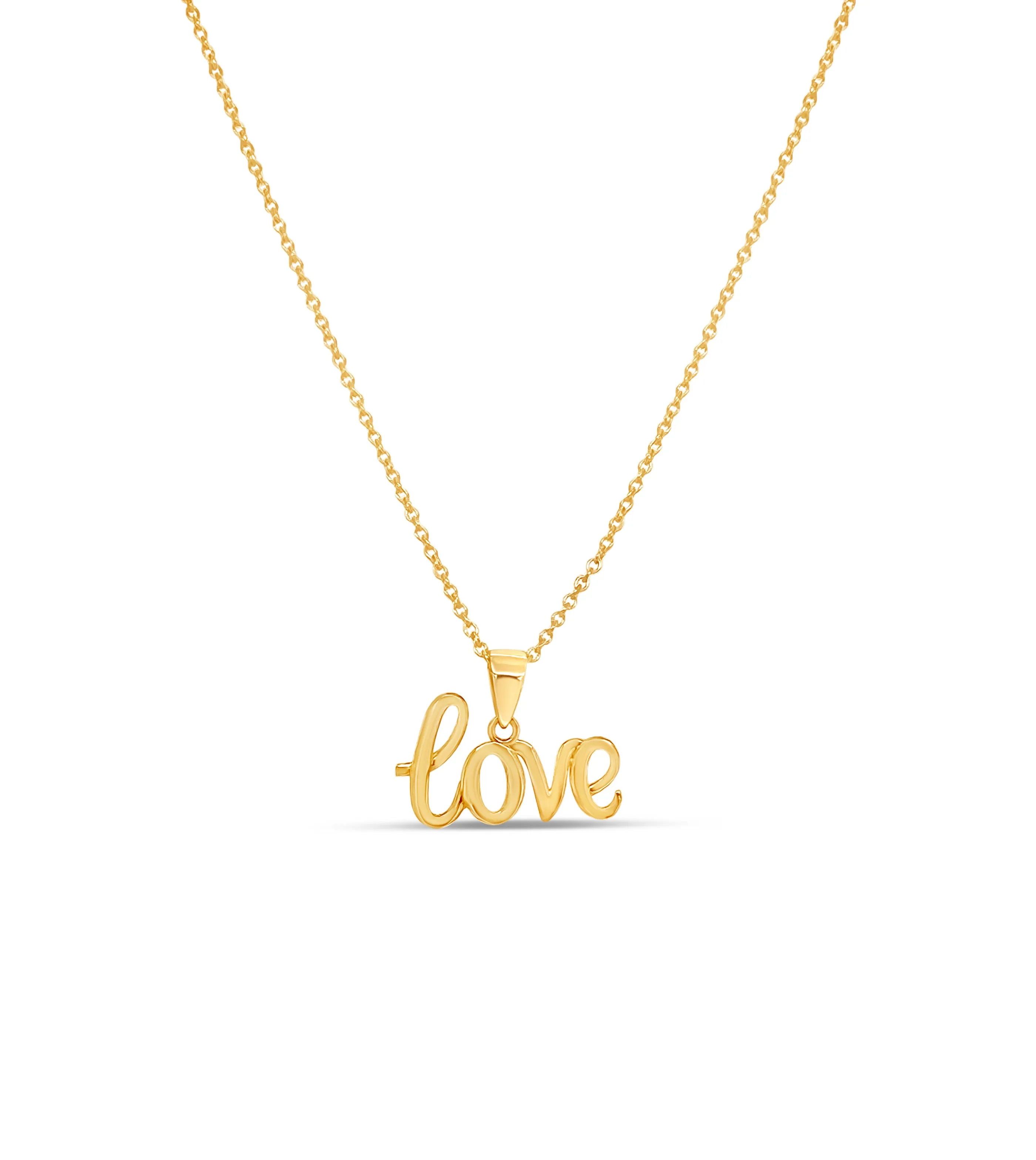 14k Gold Love Script Necklace