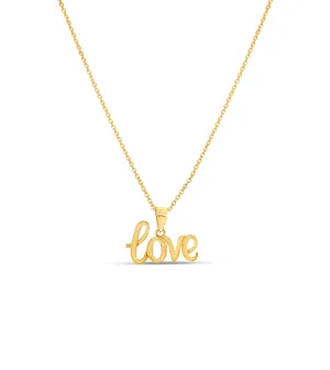 14k Gold Love Script Necklace