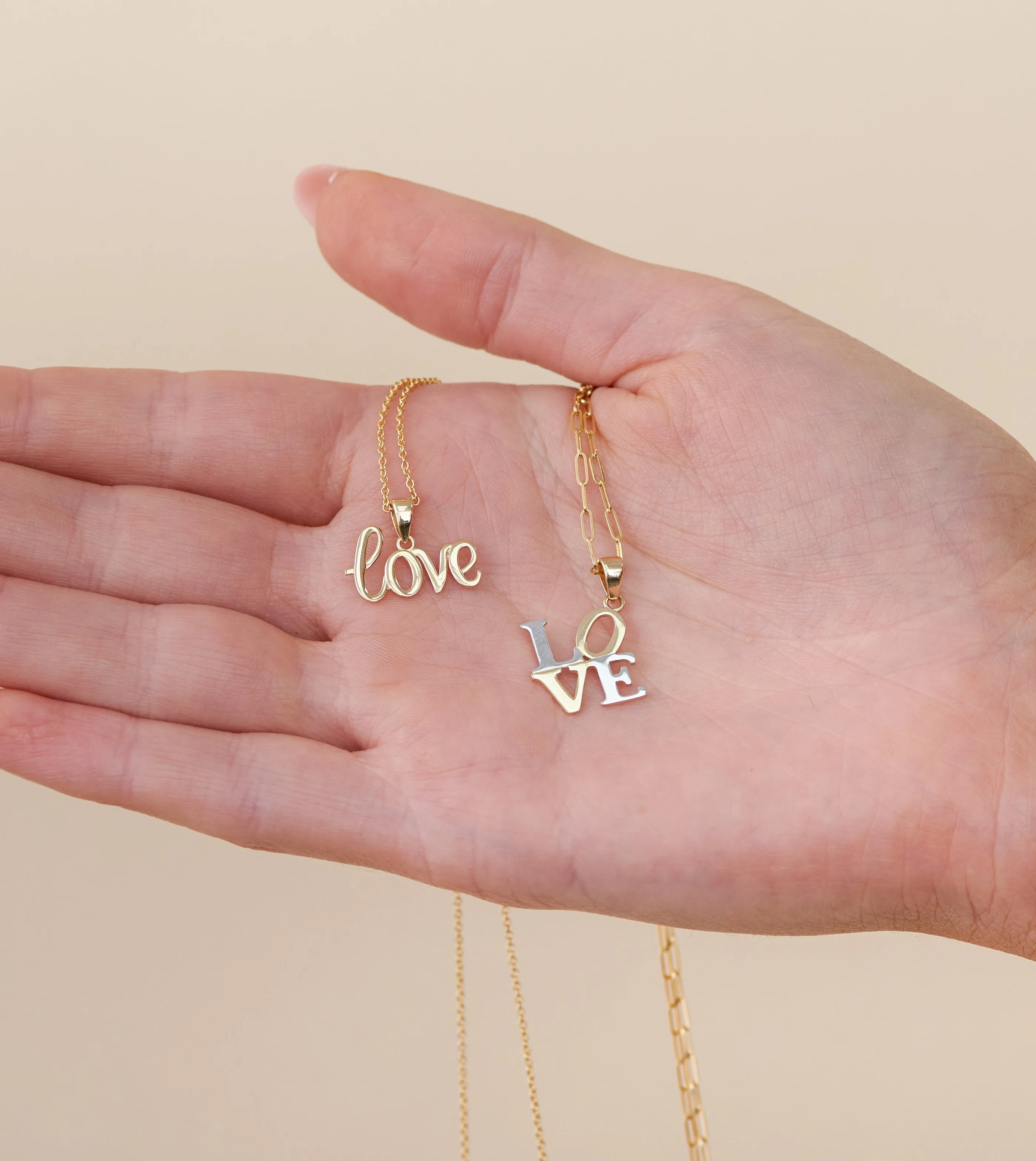 14k Gold Love Script Necklace