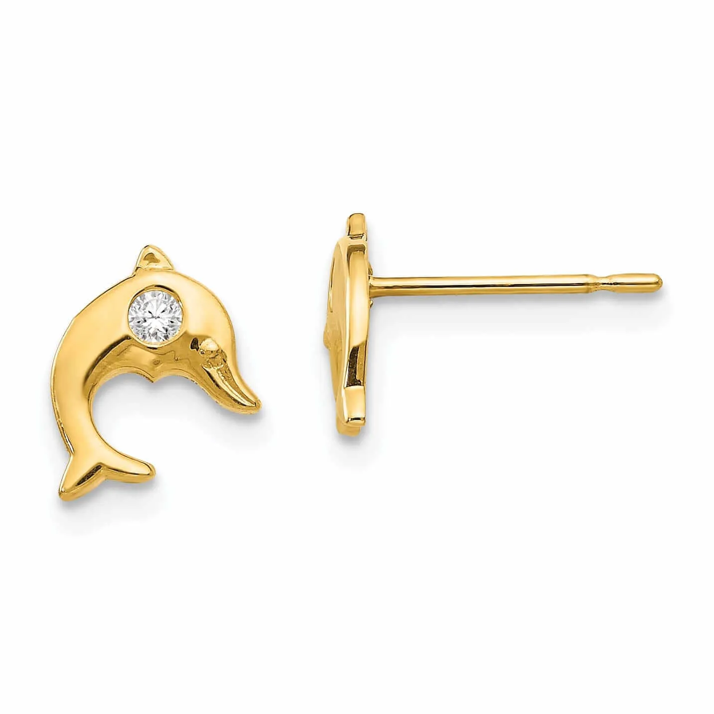 14k Madi K CZ Childrens Dolphin Post Earrings