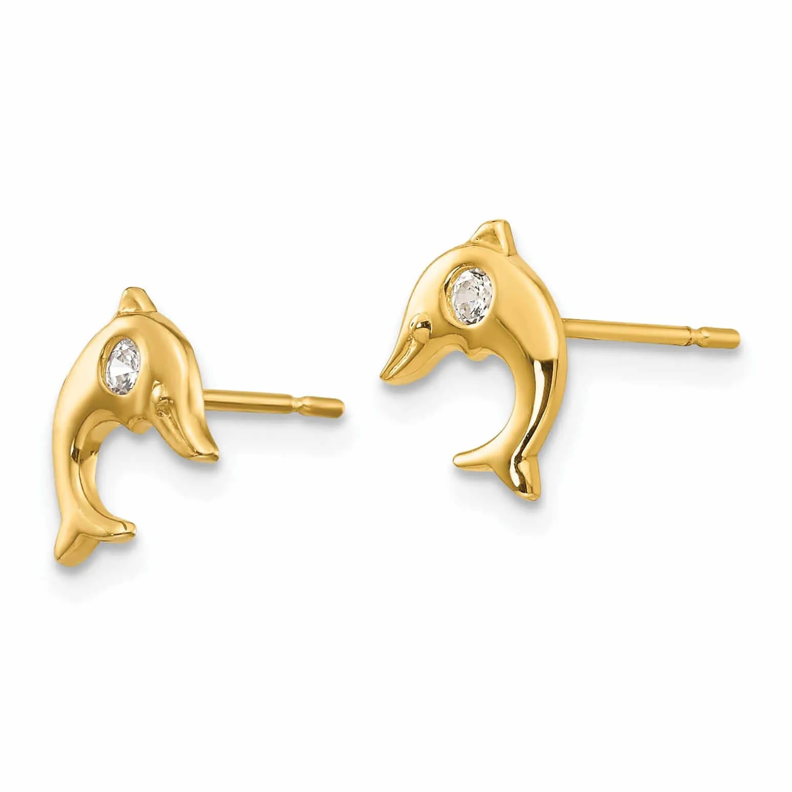 14k Madi K CZ Childrens Dolphin Post Earrings