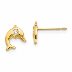 14k Madi K CZ Childrens Dolphin Post Earrings