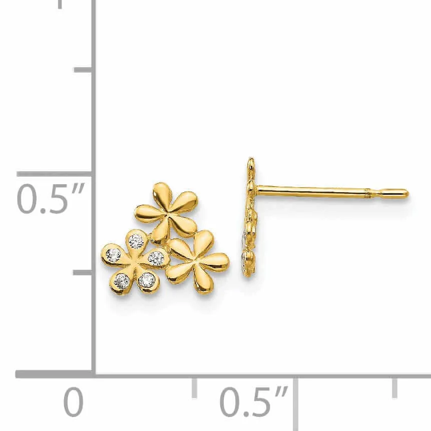 14k Madi K CZ Childrens Flower Post Earrings