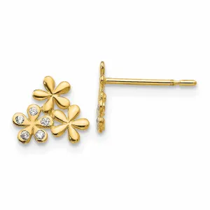 14k Madi K CZ Childrens Flower Post Earrings