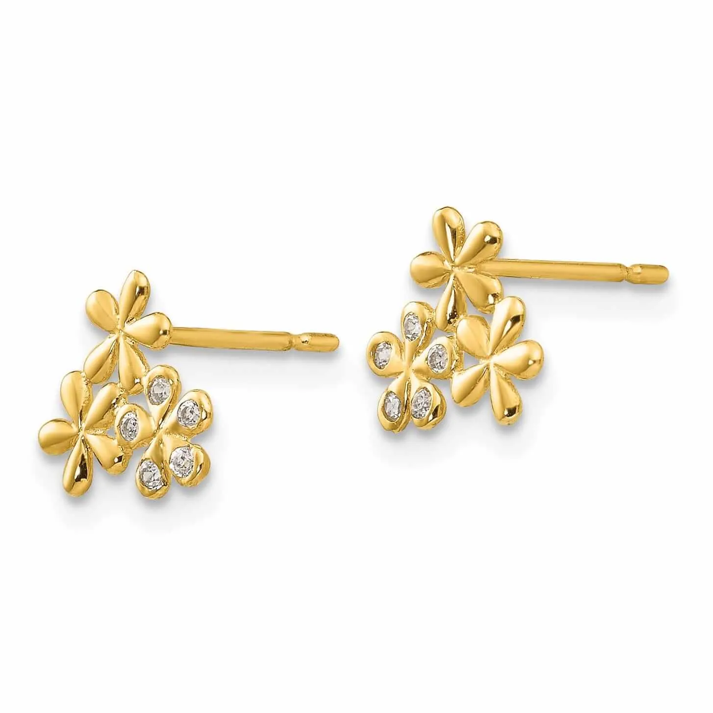 14k Madi K CZ Childrens Flower Post Earrings