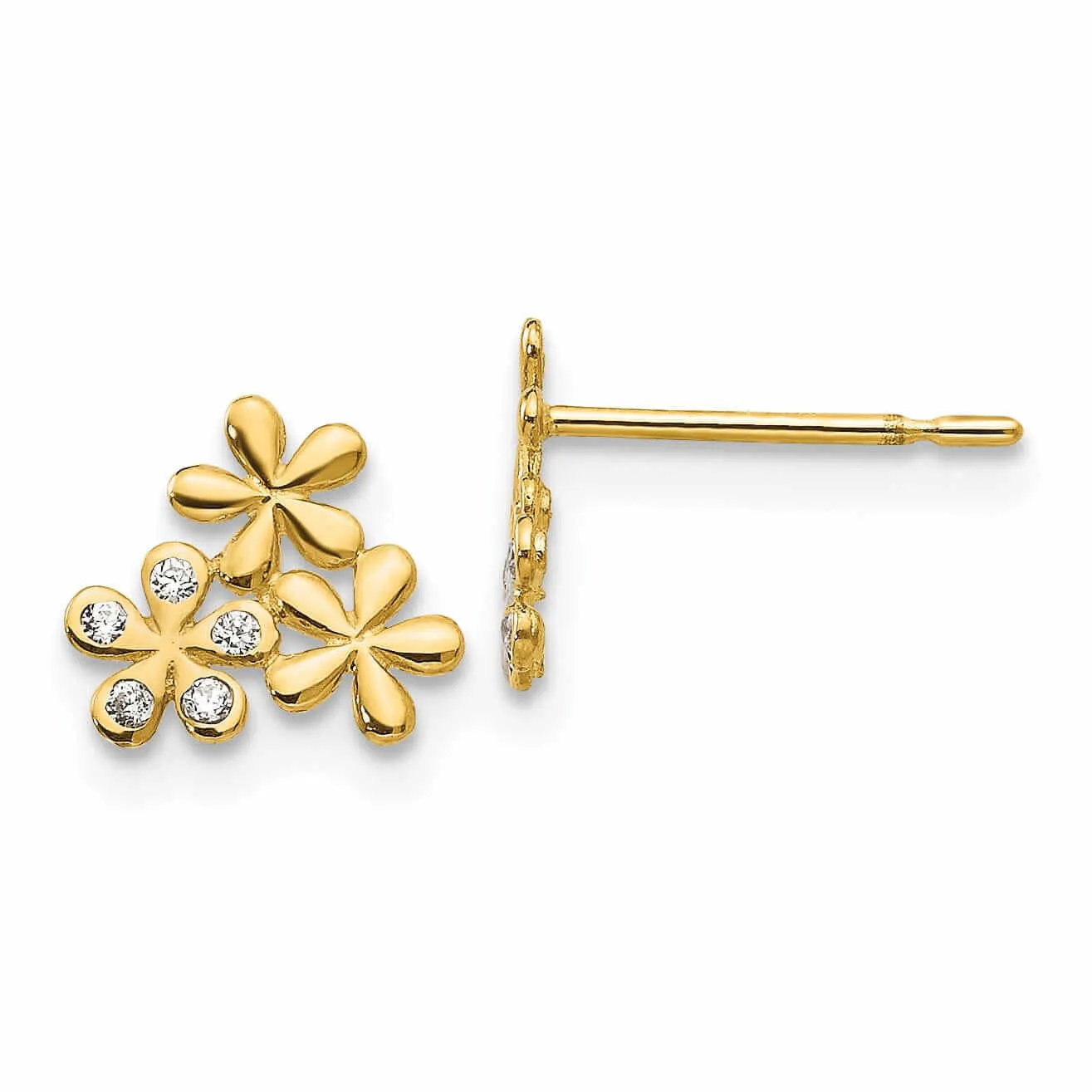14k Madi K CZ Childrens Flower Post Earrings