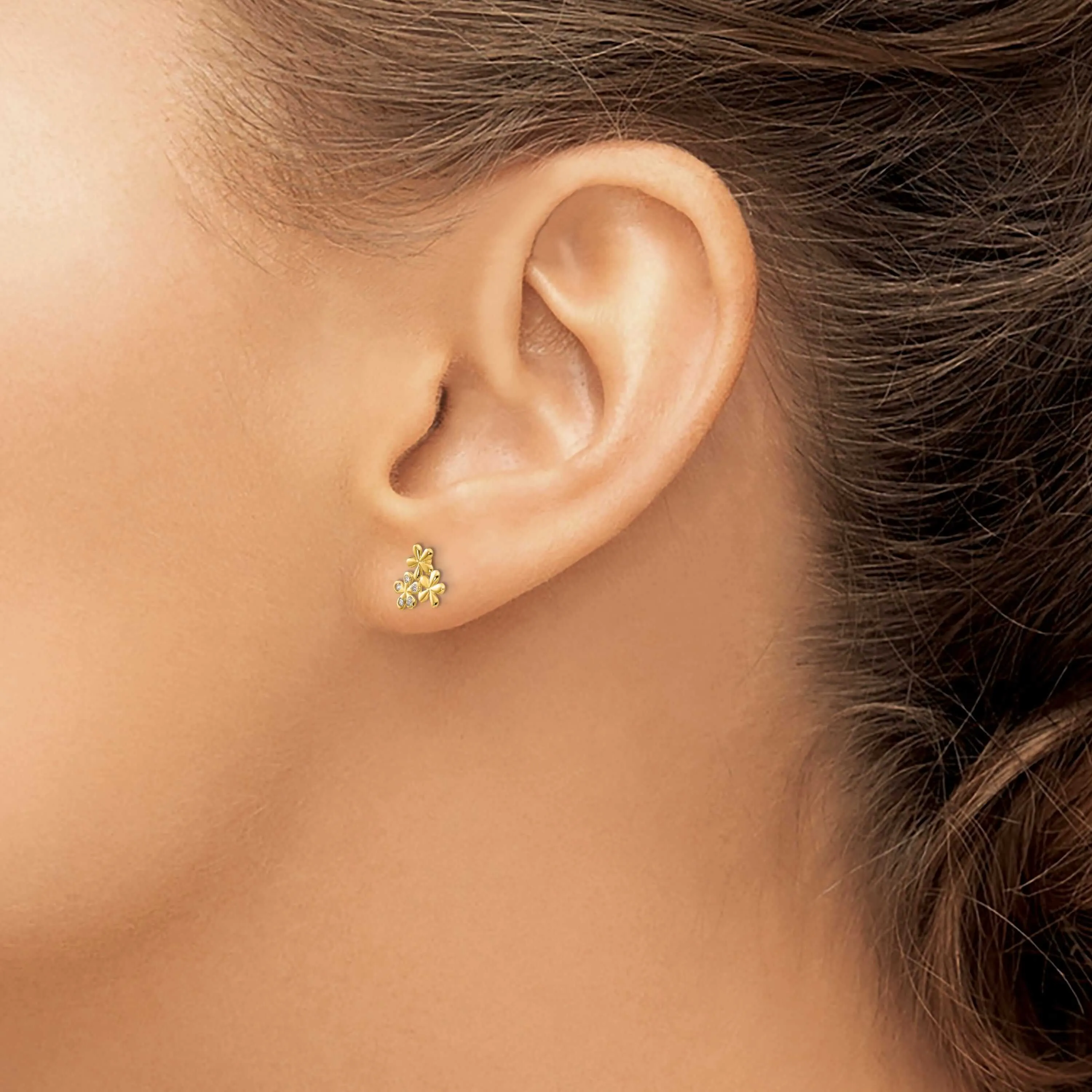 14k Madi K CZ Childrens Flower Post Earrings