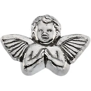 14k White Gold 11x16mm Praying Angel Lapel Pin