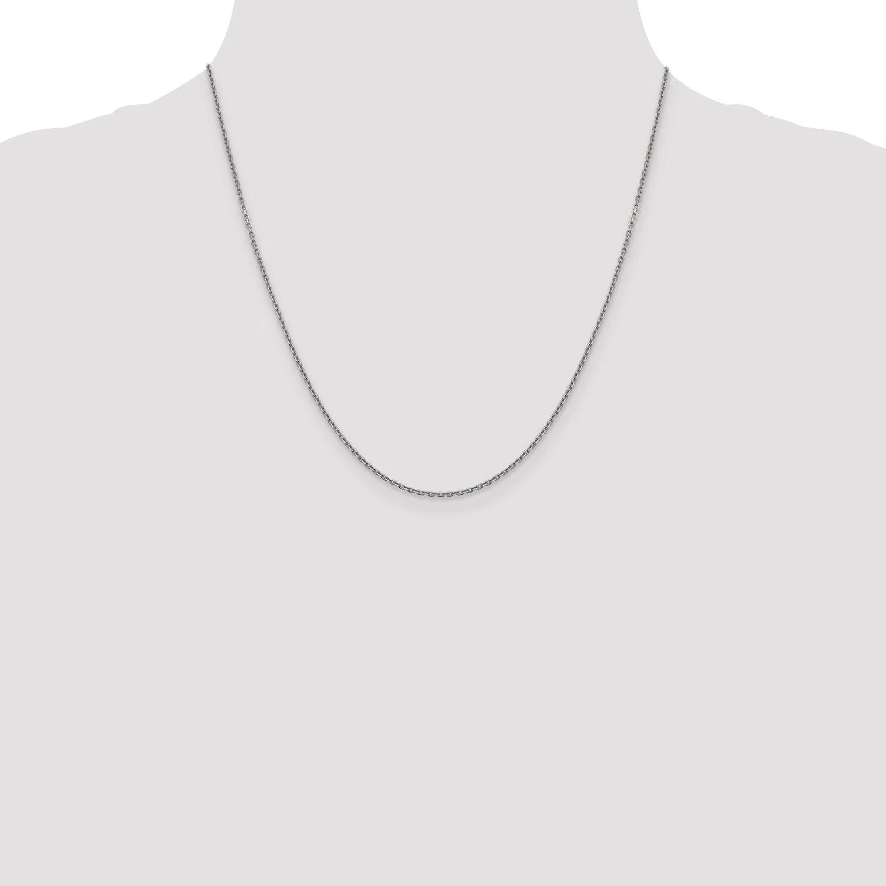 14K White Gold 1.5 mm Diamond Cut Rolo Chain