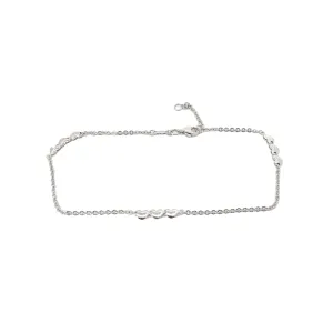 14k White Gold 2.60 Gram Heart Anklet