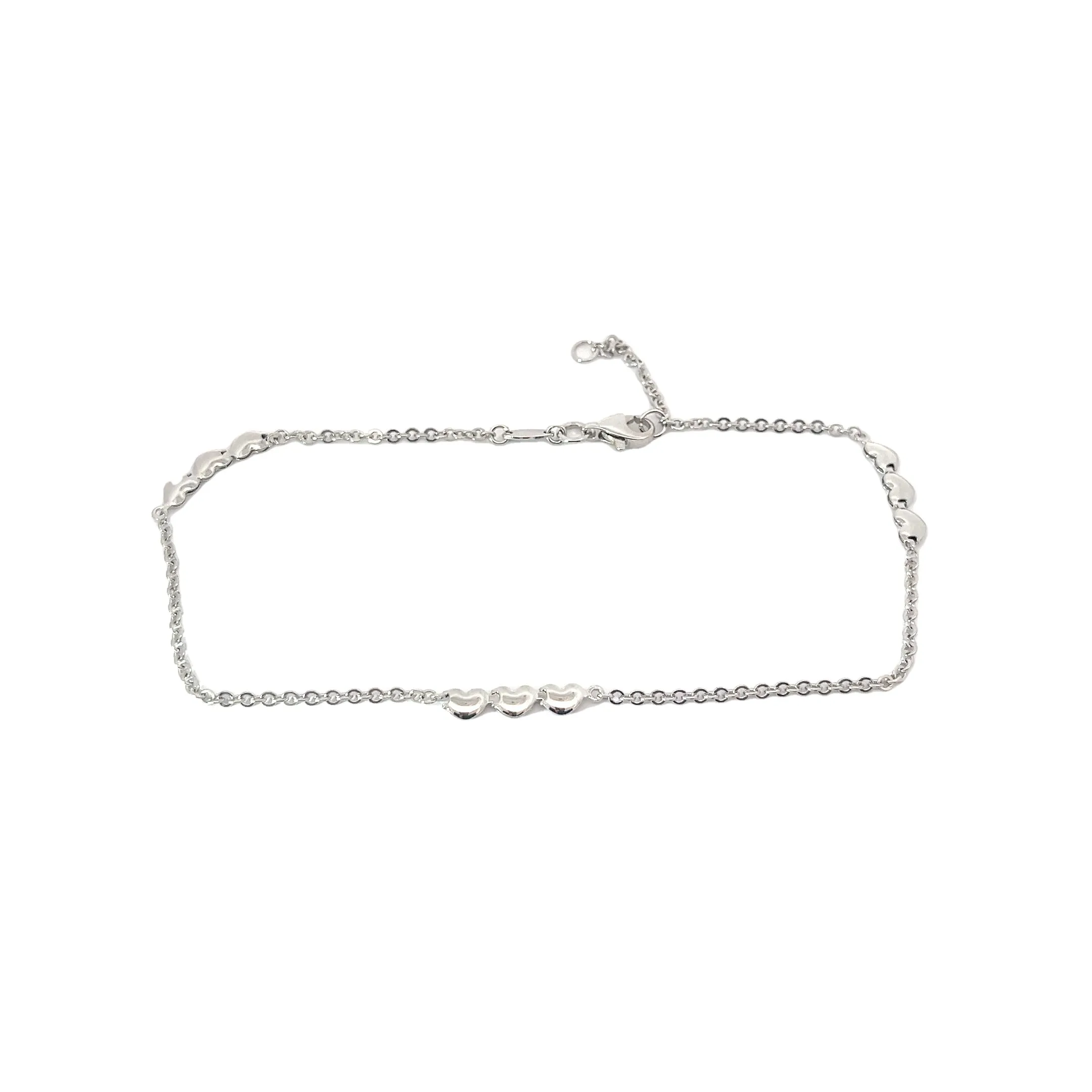 14k White Gold 2.60 Gram Heart Anklet