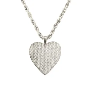 14k White Gold Heart Pendant 4.35 Ctw