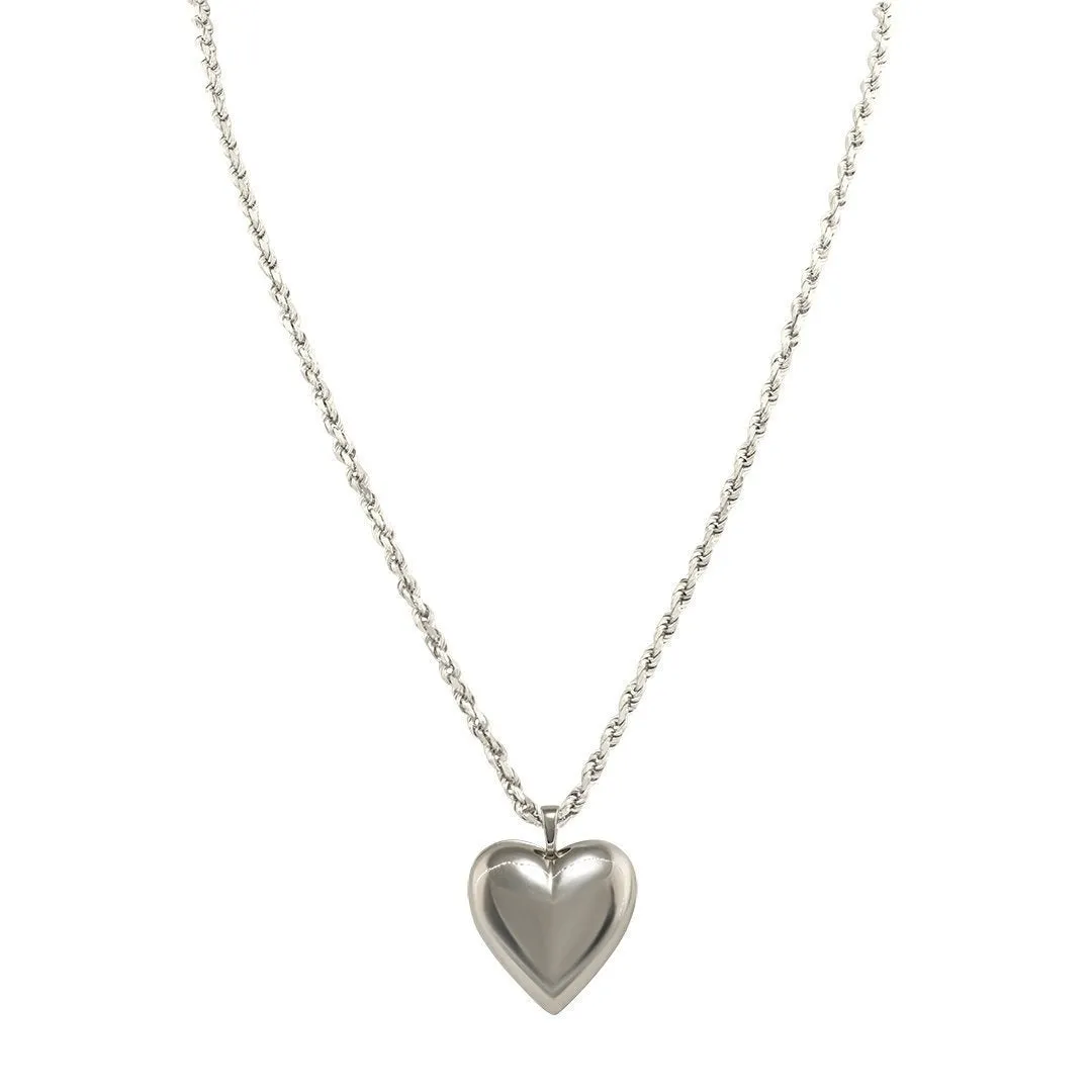14k White Gold Heart Pendant 4.35 Ctw