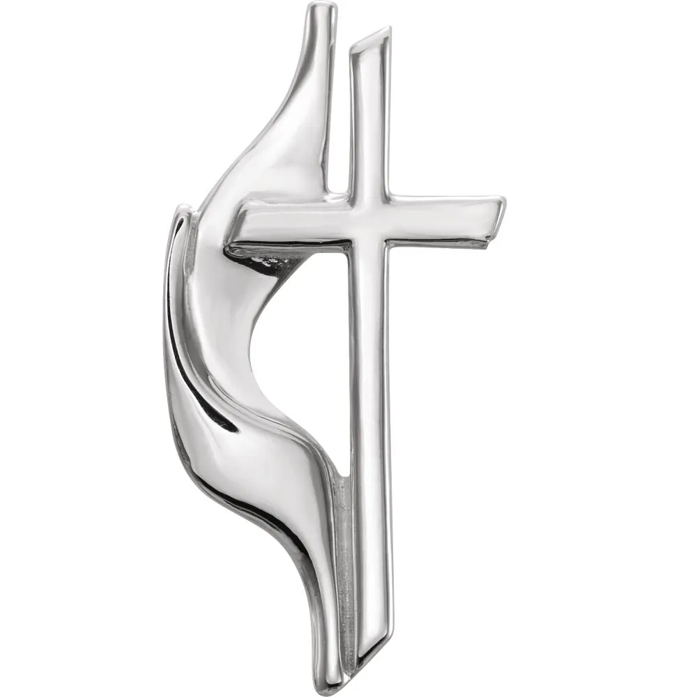 14k White Gold Methodist Cross Lapel Pin