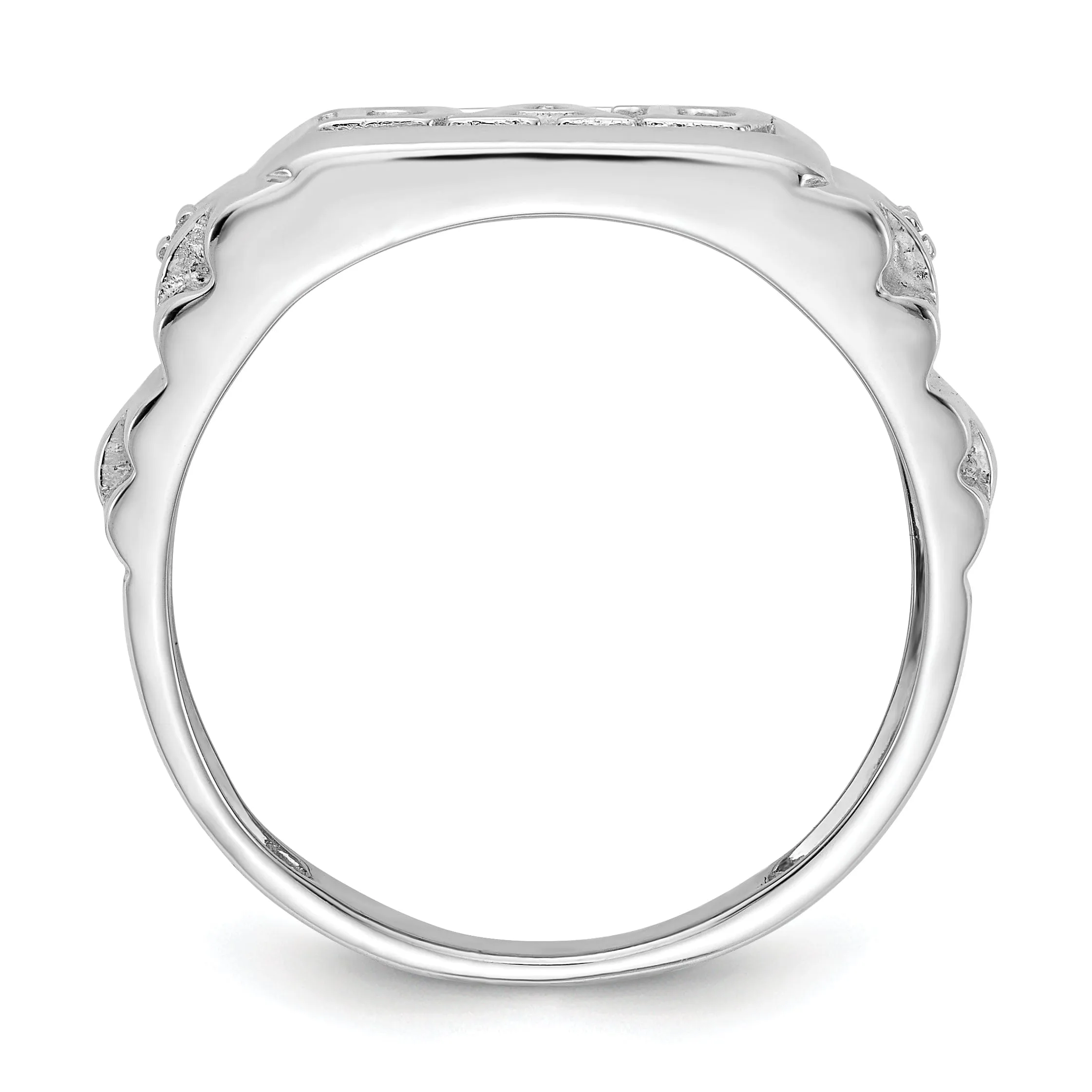 14k White Gold Polished Men's Diamond Dad Ring