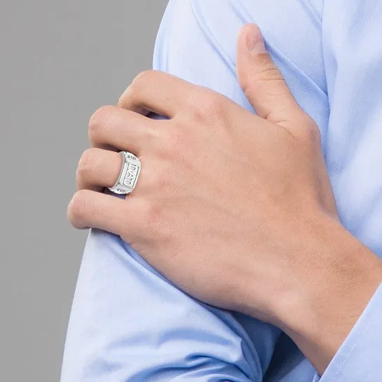 14k White Gold Polished Men's Diamond Dad Ring