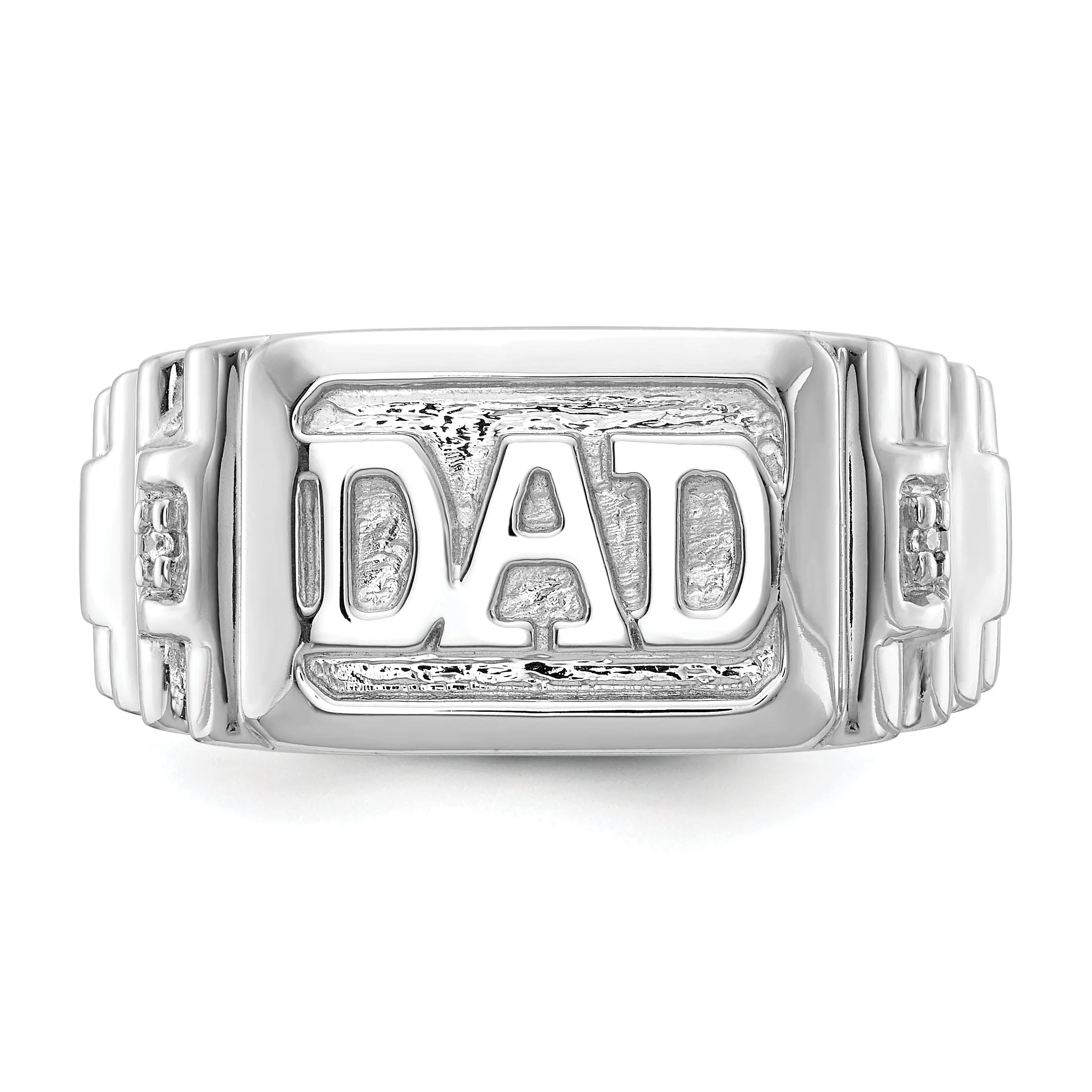 14k White Gold Polished Men's Diamond Dad Ring