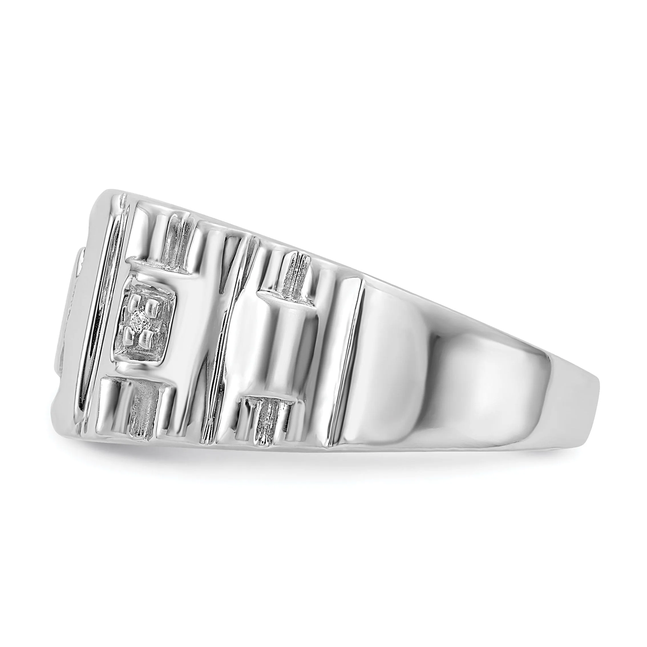 14k White Gold Polished Men's Diamond Dad Ring