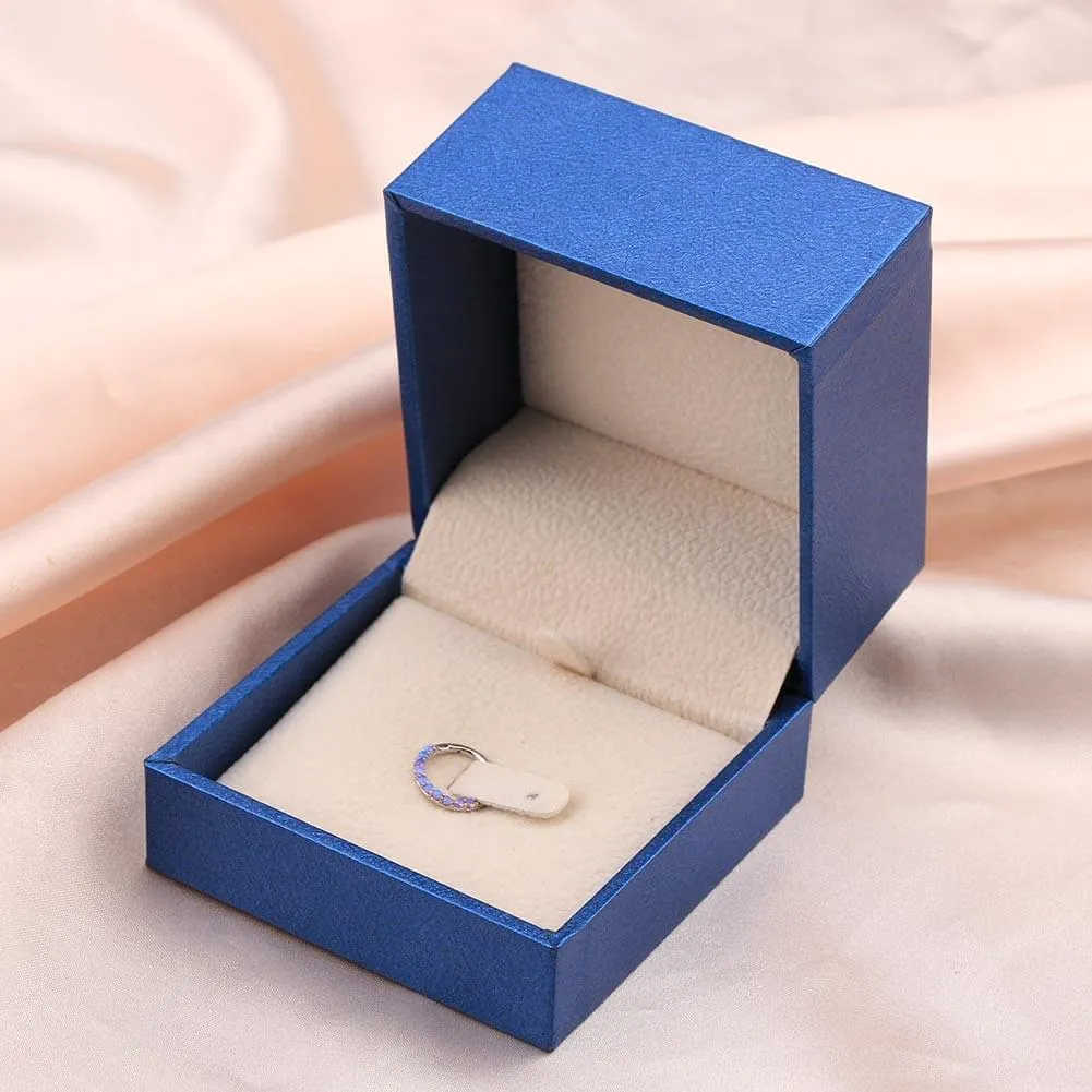 14K White Gold Septum Ring 16G Purple Opal Segment Nose Ring