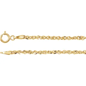 14k Yellow Gold 1.75mm Sparkling Singapore 7.5" Chain