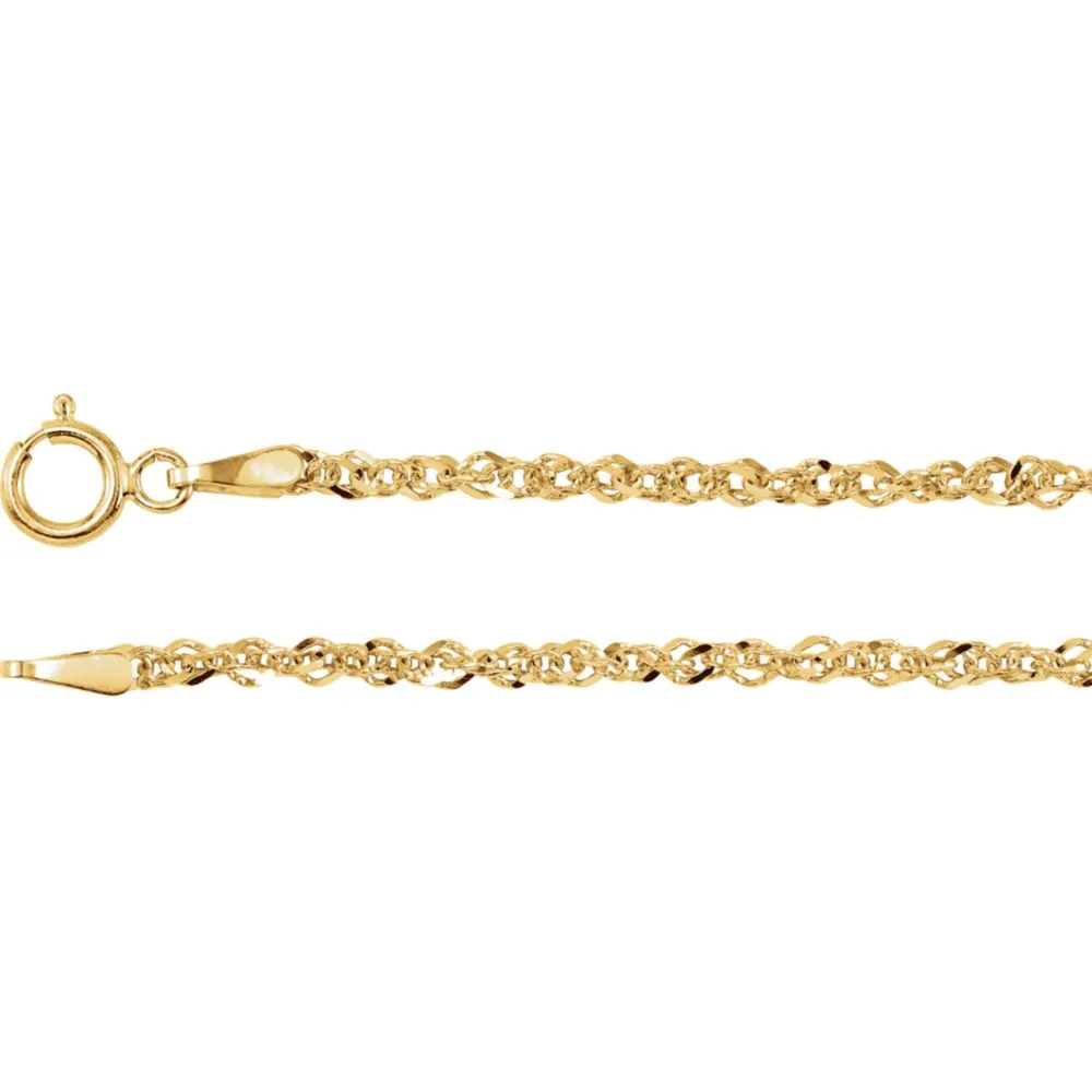 14k Yellow Gold 1.75mm Sparkling Singapore 7.5" Chain