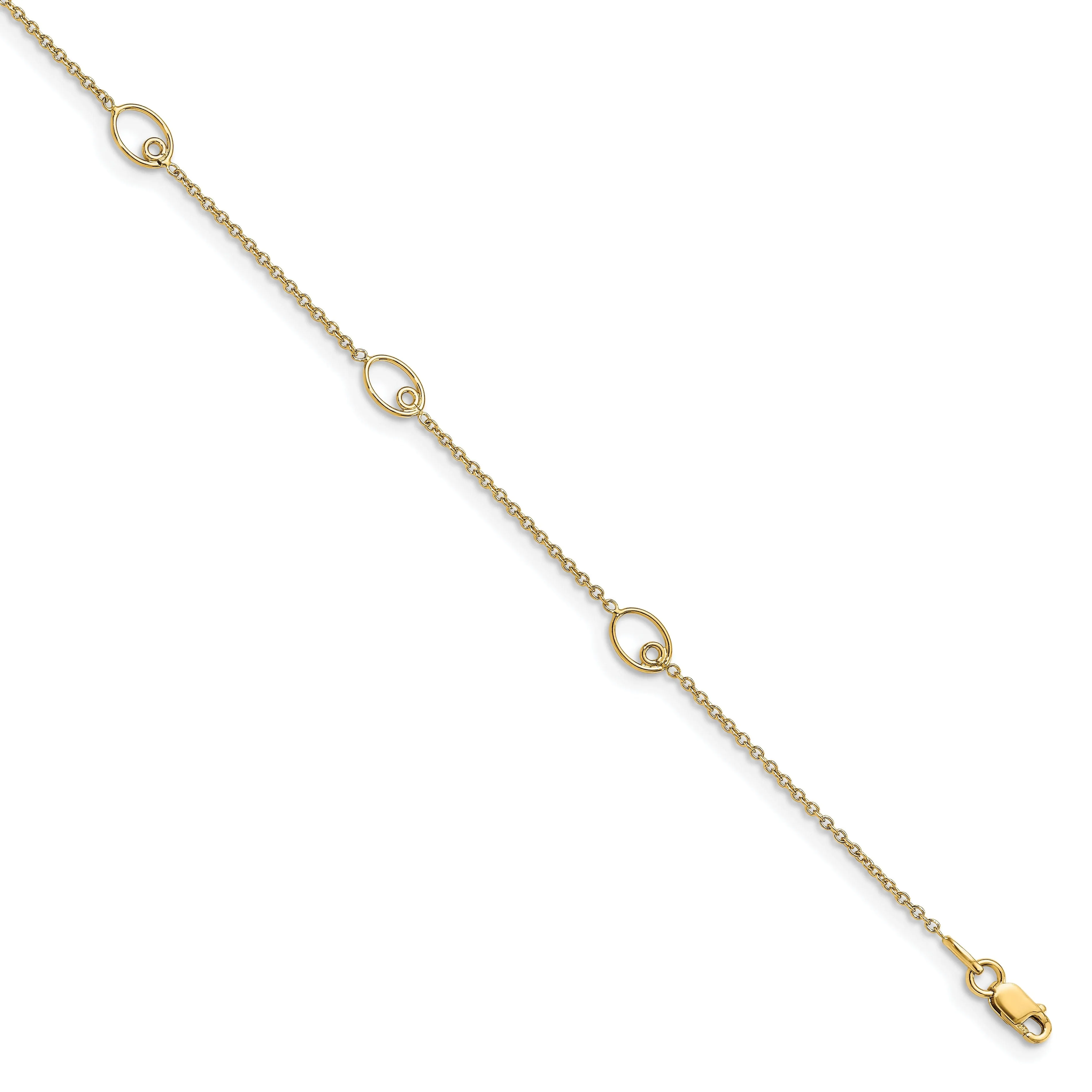 14k Yellow Gold Polished Anklet