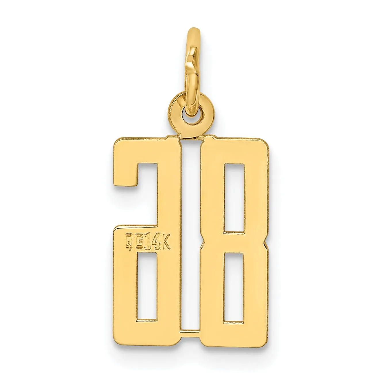 14K Yellow Gold Polished Finish Small Size Elongated Shape Number 86 Charm Pendant