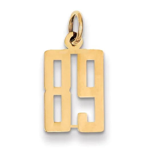 14K Yellow Gold Polished Finish Small Size Elongated Shape Number 89 Charm Pendant