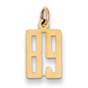14K Yellow Gold Polished Finish Small Size Elongated Shape Number 89 Charm Pendant