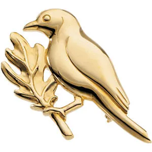 14k Yellow Gold The Winter Robin Brooch