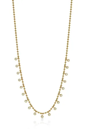 14KY Diamond Drops on Ball Chain